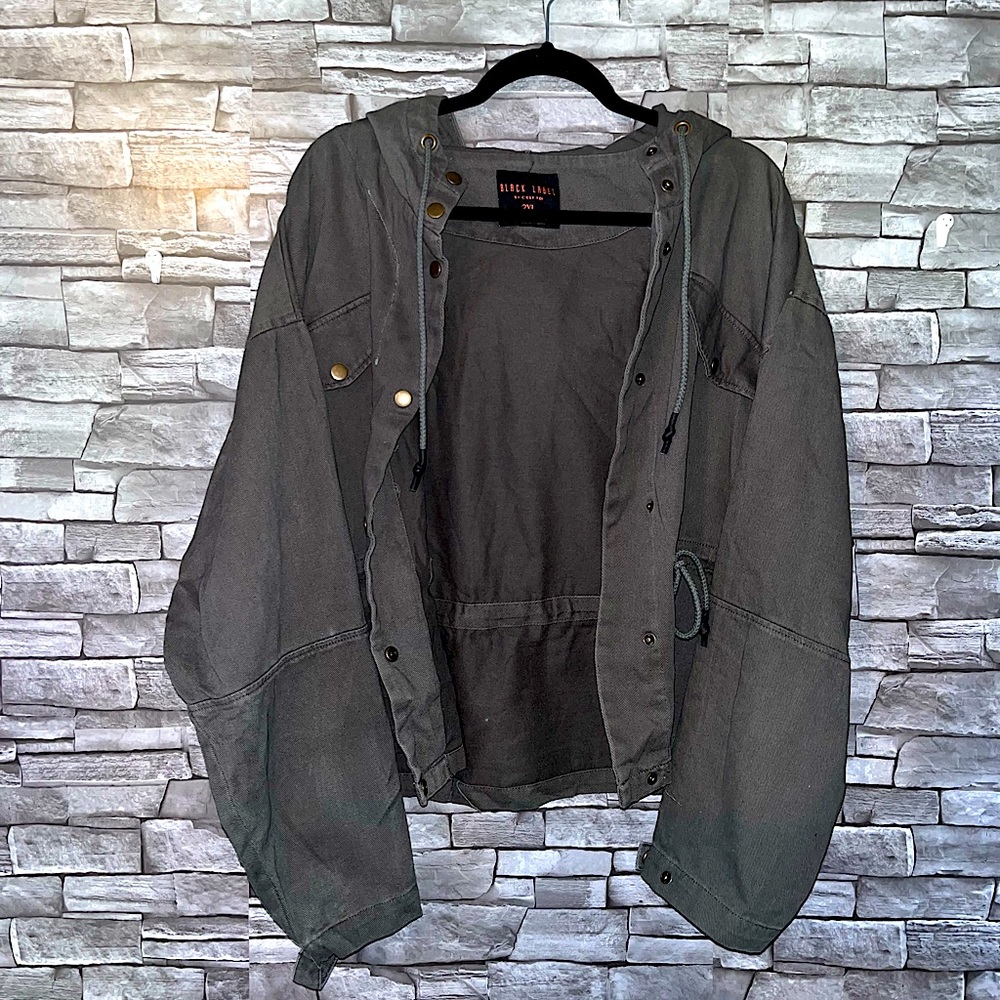 Black Label by C’est Toi- Army Green Denim, Hooded Anorak Jacket Plus size